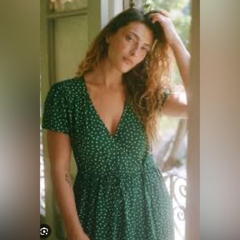 Christy Dawn simple dawn dress in green dots
